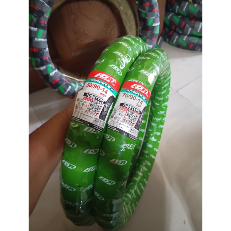 BAN LUAR FDR NON TUBELESS SATU SET DEPAN BELAKANG MOTOR MATIC 70/90-14 & 80/90-14 MIO SPORTY MIO SMI