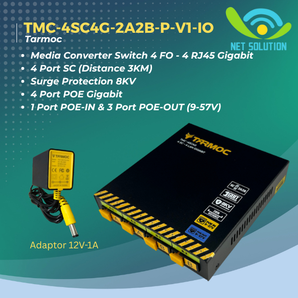 Tarmoc TMC-4SC4G-2A2B-V1-IO | Media Converter 4 FO 4 LAN / 4FO 4LAN 4SC 4LAN 4 SC 4 LAN Gigabit POE 