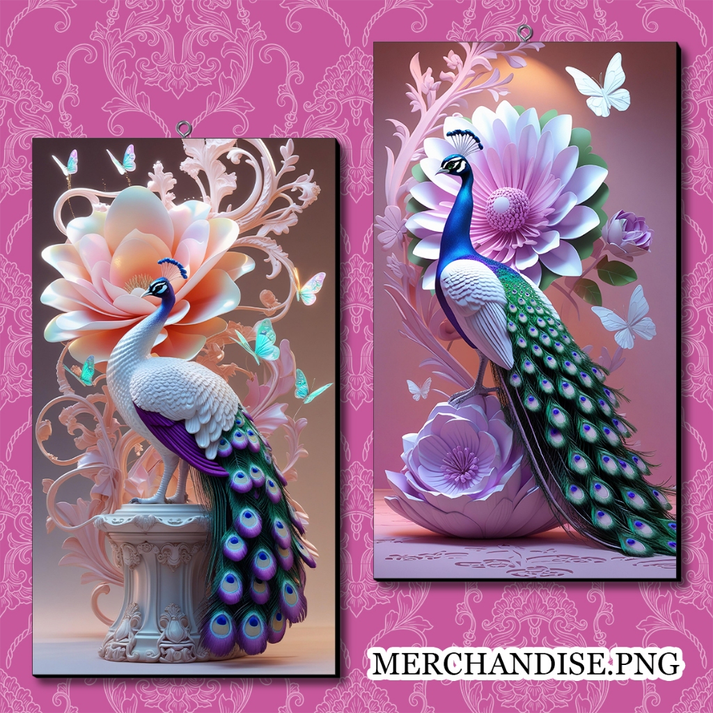 Hiasan Dinding Burung Merak Aesthetic Realistis - Burung Merak - Keindahan Burung Merak - Bahan MDF