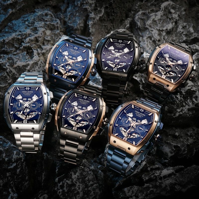 BUY 1 GET 1JAM TANGAN PRIA EVANS JAYDEN EJ 9620 ST RANTAI STAINLESS STELL MODEL OTOMATIS