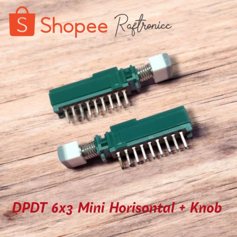 DPDT 6x3 (2×9pin) + Knob Horisontal Push On Push Off Mini Switch