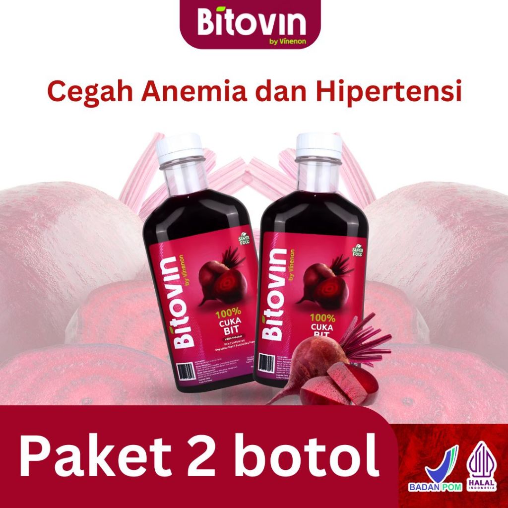 

PAKET 2 BOTOL BITOVIN Cuka Buah Bit - Untuk Penambah Darah/Atasi Resiko Jantung/Hipertensi
