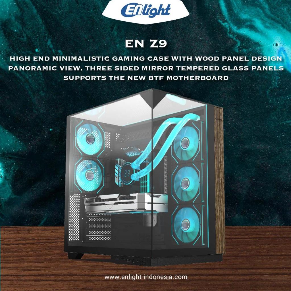 Casing PC Enlight Z9 Dual Chamber LED Strip ARGB Casing PC ATX Case CPU Gaming