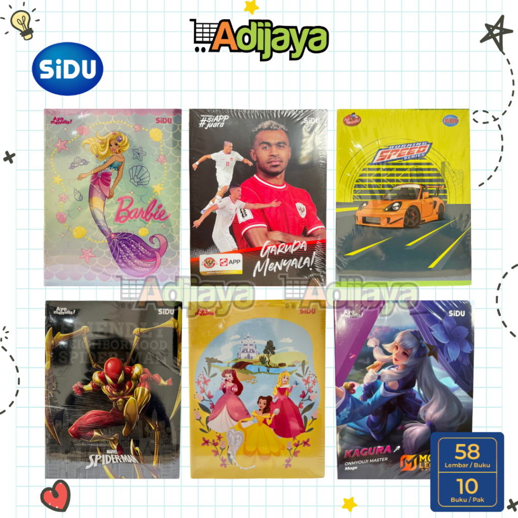

SIDU 58 Lembar Buku Tulis Sekolah - BUKU SEKOLAH / Buku Ukuran Kwarto 1 Pack / Pak isi 10 Buku