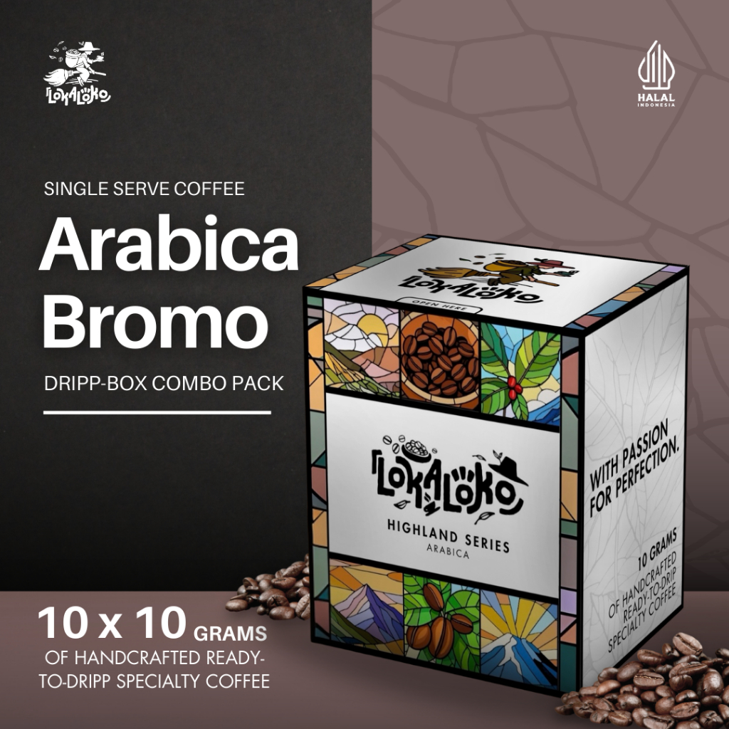 

Kopi Drip Bag Arabica Bromo Single Origin Sachet Box 10x10g single-serve | Lokaloko Drip Series