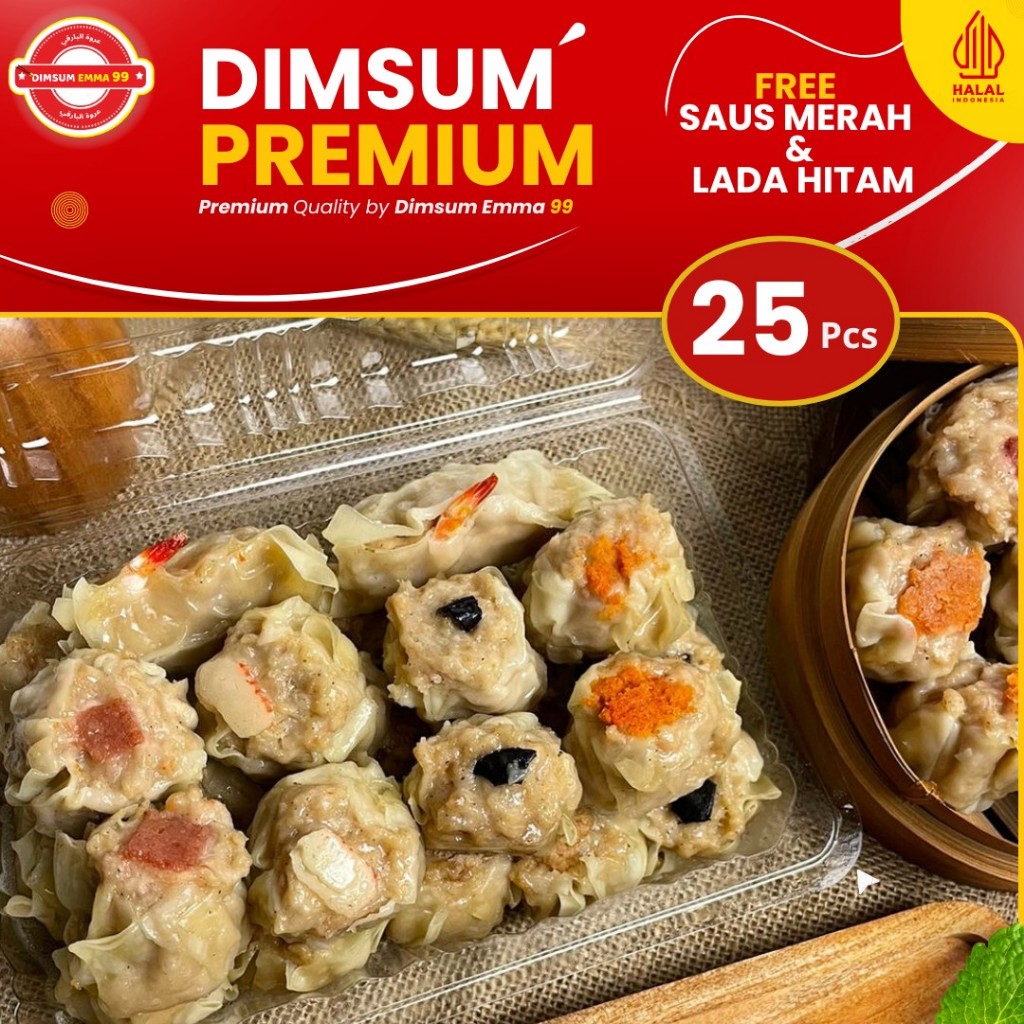 

Dimsum Ayam Mix Premium Isi 25pcs Free Saus Merah & Lada Hitam Frozen Halal