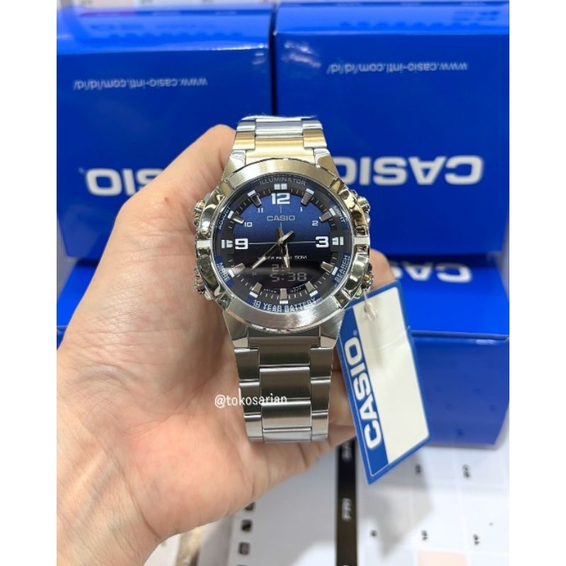 Casio AMW-870DA Original Bergaransi Jam Tangan Rantai Analog Digital Pria