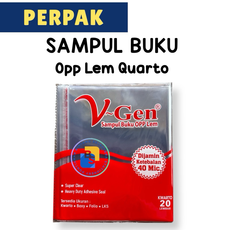 

20 Lembar- Sampul Buku V-Gen OPP Lem QUARTO Super Tebal