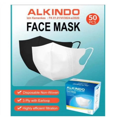 MASKER DUCKBILL 1PACK 50 3PLY HITAM PUTIH NON BOX