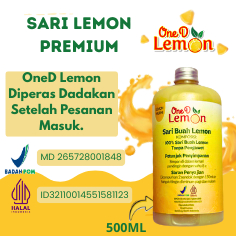 

MAR OneD Sari Lemon Premium ML 100% Lemon Asli Diperas Dadakan Wanginya Lemon Banget Untuk Diet