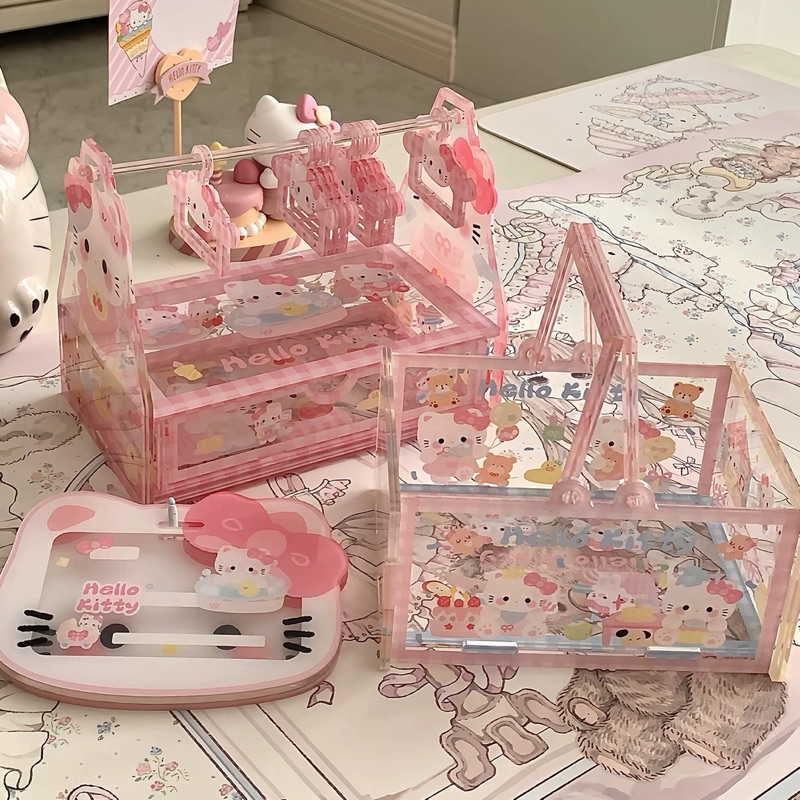 [PREORDER] Kotak Akrilik Hello Kitty Lucu – Tempat Penyimpanan Perhiasan & Aksesoris Meja