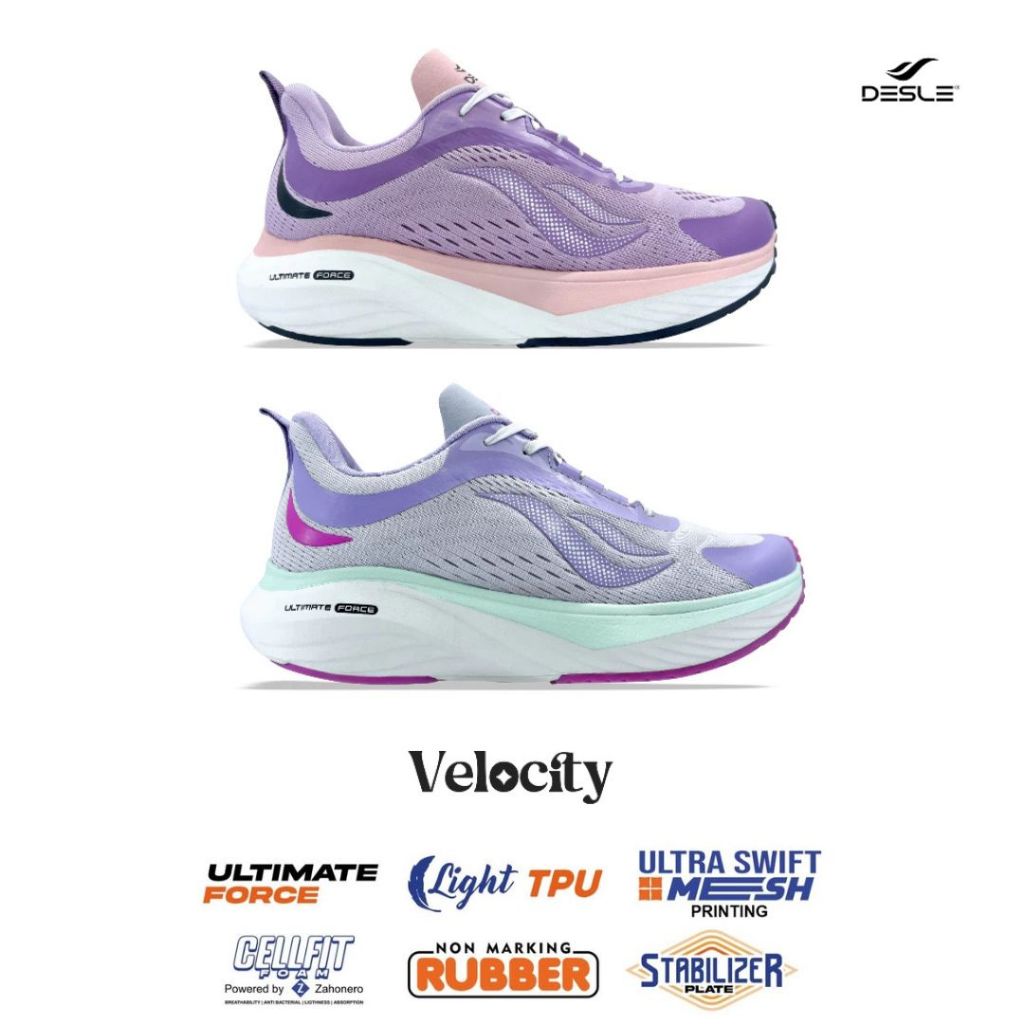 SEPATU RUNNING WANITA TPU PLATE - DESLE VELOCITY - ORIGINAL | SEPATU LARI WANITA SIZE KECIL DESLE