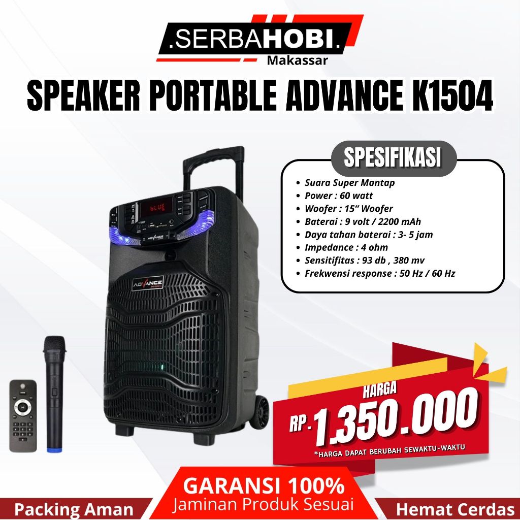 Speaker Meeting Advance K1504 Bluetooth Salon Aktif 15 inch Gratis 1 Mic Karoke