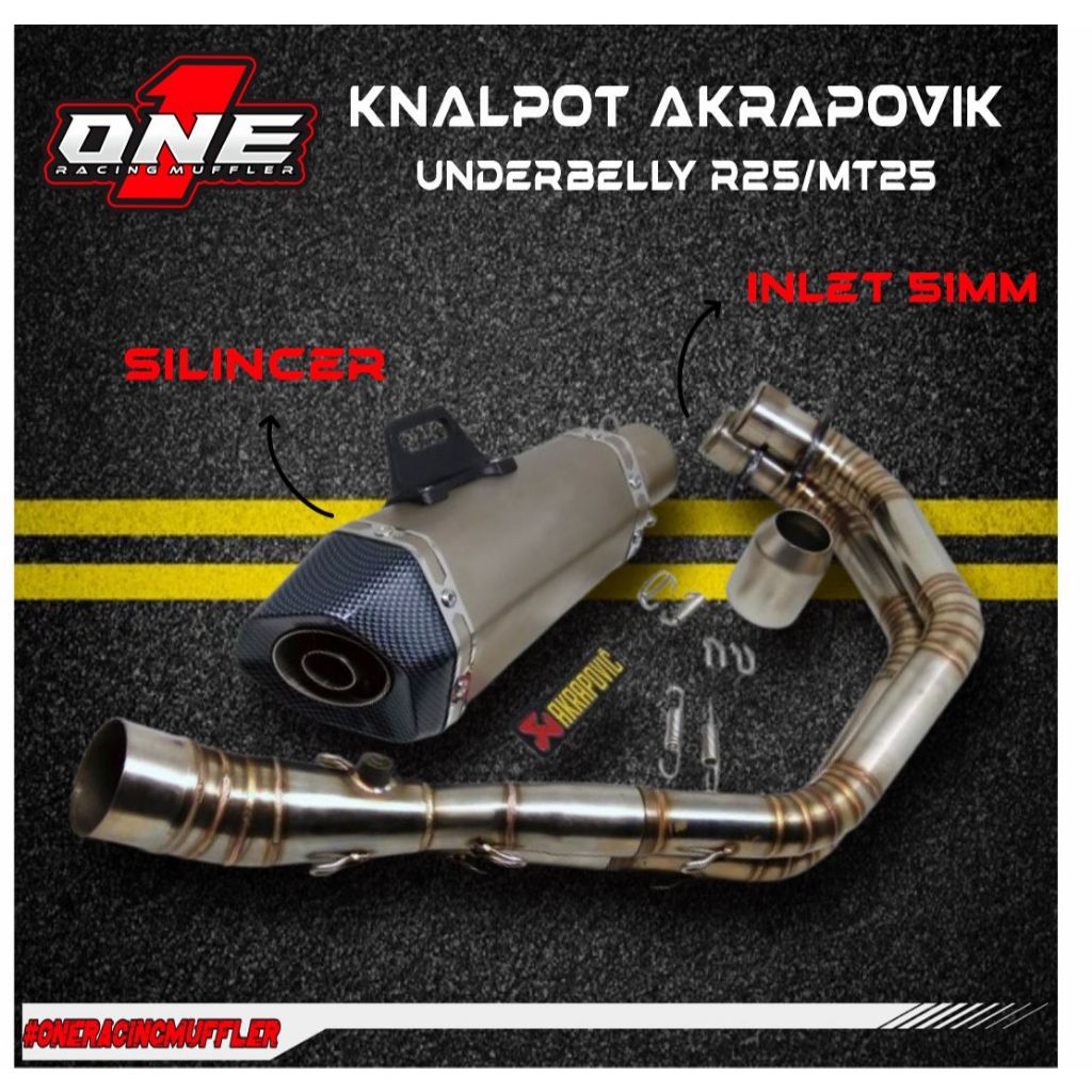 Knalpot Akrapovic conical underbelly R25/MT25