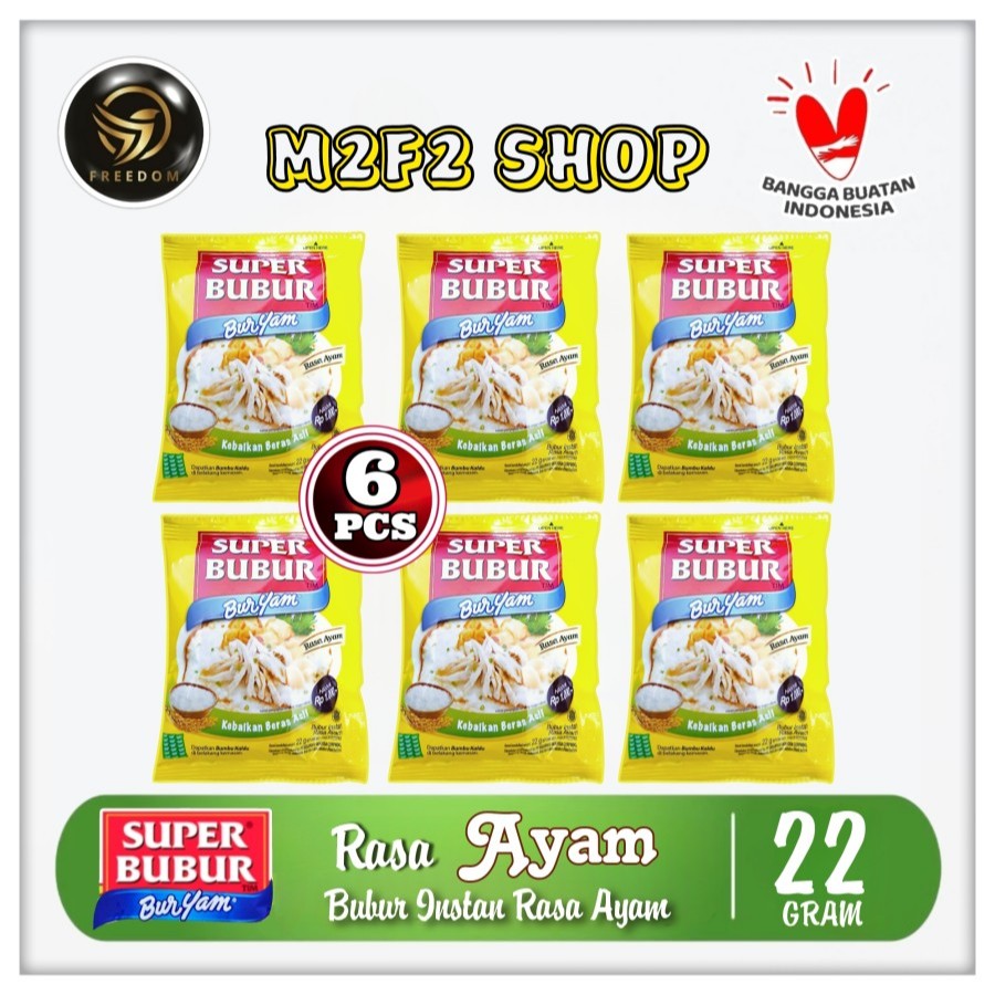 Bubur Instan Super Bubur BURYAM Seduh Rasa Ayam Sachet - 22 gr (Kemasan 6 Pcs)