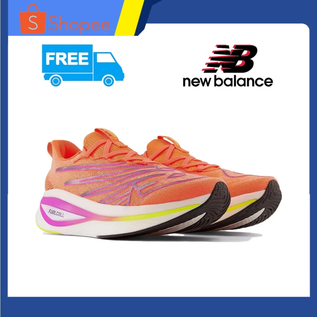New Balance FuelCell SC Elite v3 shock-absorbing and wear-resistant orange white running shoes