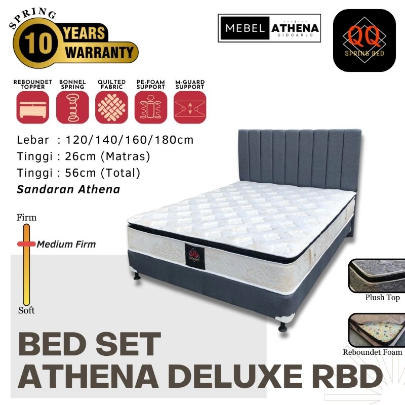 Bed Set Deluxe sandaran Athena uk.160 bergaransi original kasur sepring QQ Springbed