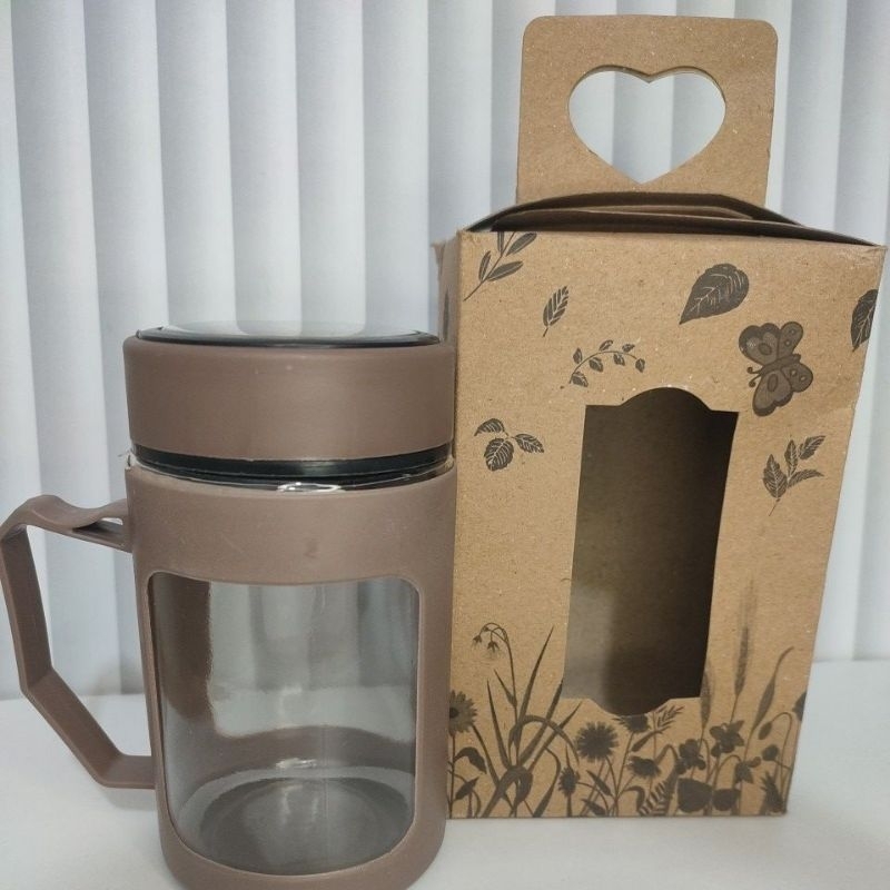 

Box kemasan untuk gelas gagang kaca 500ml box coklat rustik