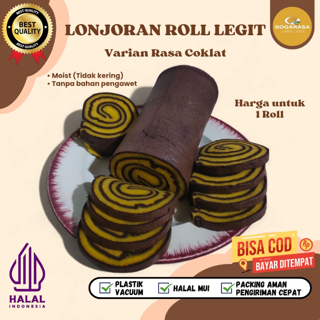 

Lapis Legit Lonjoran Roll Jumbo Lapis Legit Wisman Pemium Bolu Legit rasa Coklat Lama 1roll 28cm