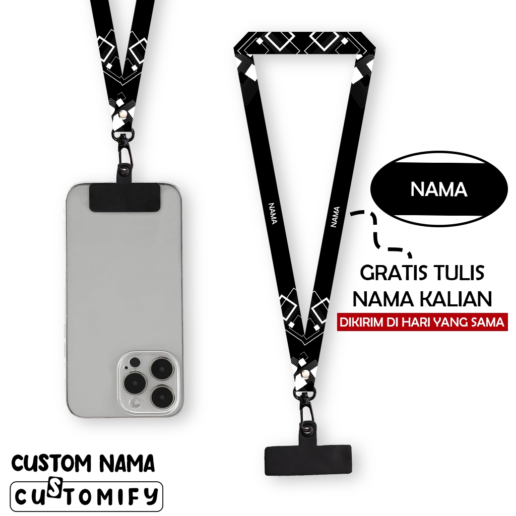 

Lanyard Custom Nama Tali Gantungan Id Card - Bisa Request Nama 1,5 cm Printing 2 Sisi - Design 38