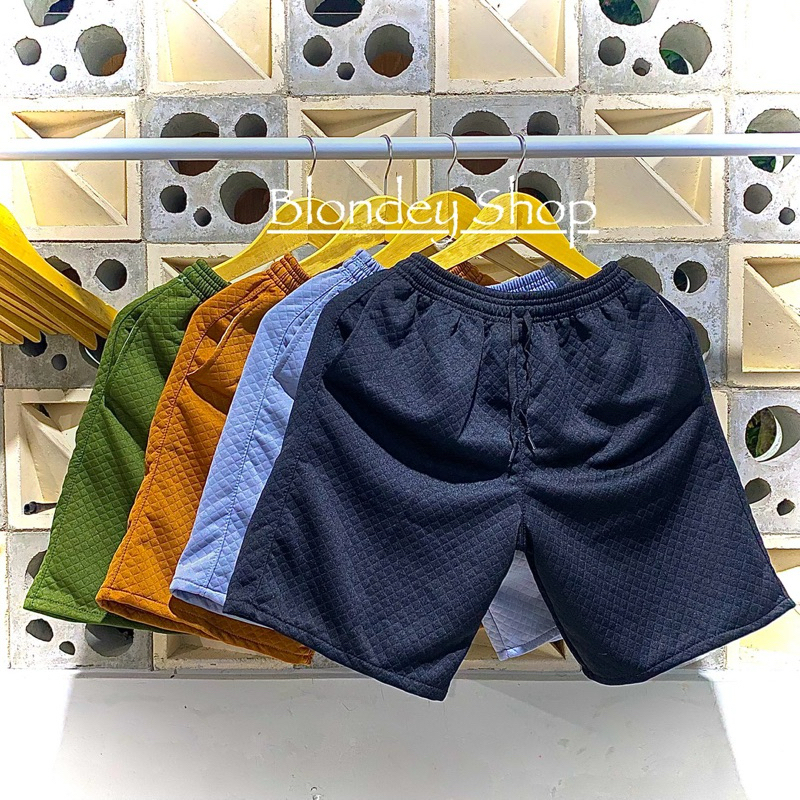 BLONDEY Boxer Celana Pendek Diamond Knit Comfy - KOLOR PRIA WANITA POLOS Boardshort