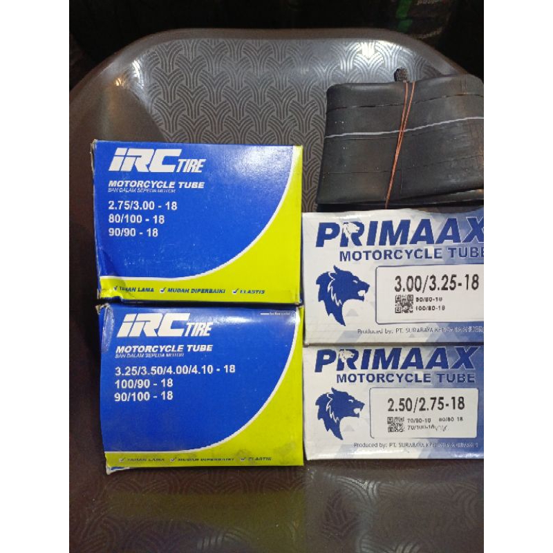 Ban Dalam Ring 18 ukuran 225 250 275 300 325 sd 410 IRC dan PRIMAX ASLI