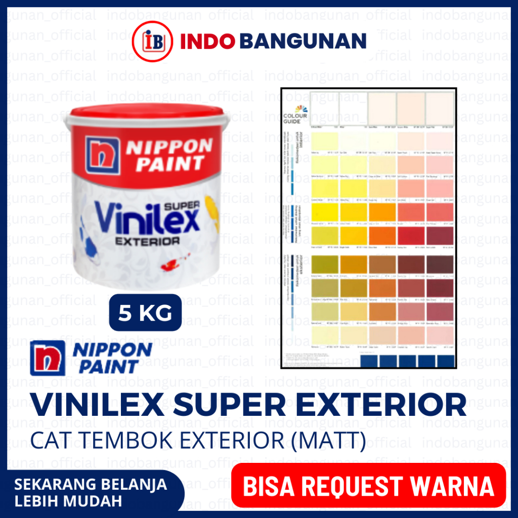 CAT TEMBOK EXTERIOR MURAH VINILEX SUPER EXTERIOR VINILEX IKAN 5KG / BISA REQUEST CUSTOM WARNA PUTIH