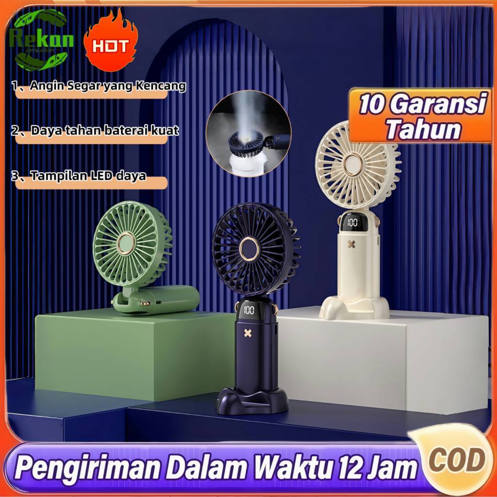 Kipas Portable Gantungan dengan LCD - Kipas Angin Portable /5 Gear Wind Speed Kipas Angin Turbo Fan 