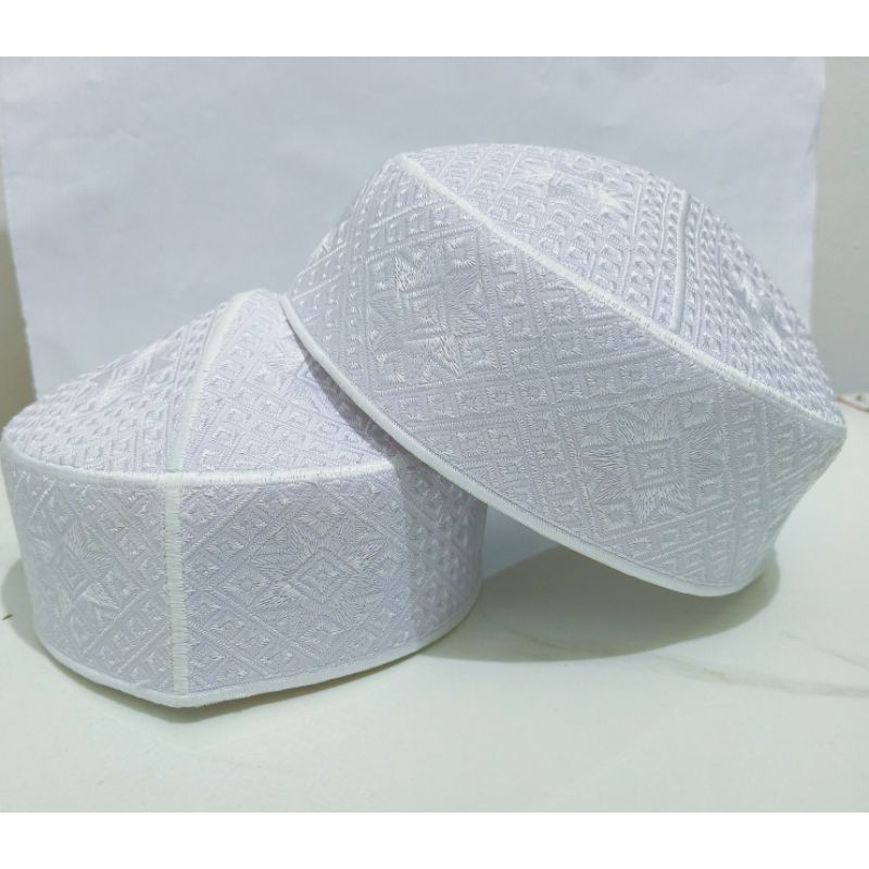 peci pakistan putih full bordir