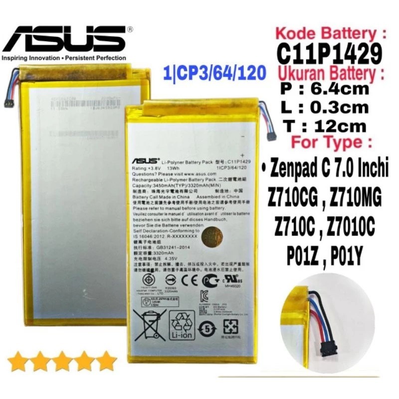 Baterai Original ASUS Zenpad C11P1429 C 7.0 Inchi Z710MG Z710C P01Z P01Y