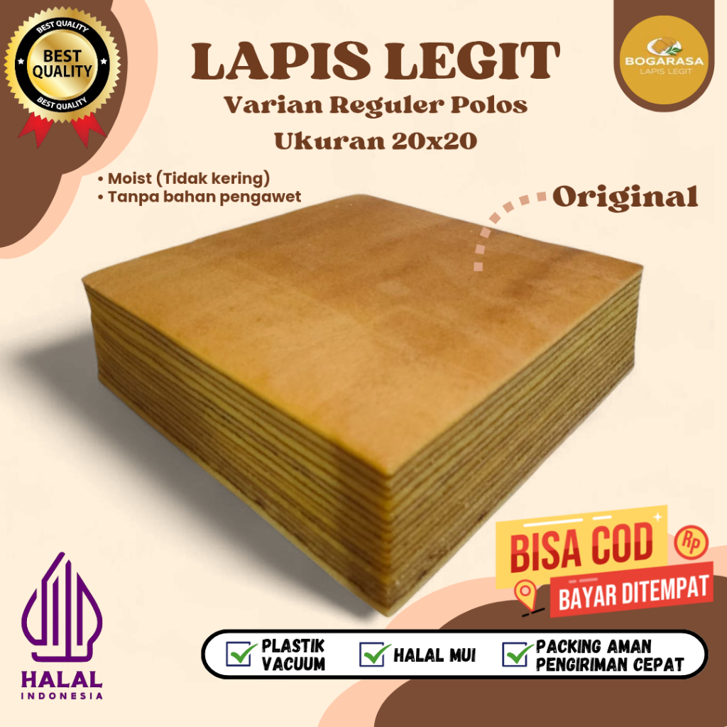 

Lapis Legit Polos Lapis Legit Wisman Premium Bolu Legit Varian Reguler Rasa Original ukuran 20x20