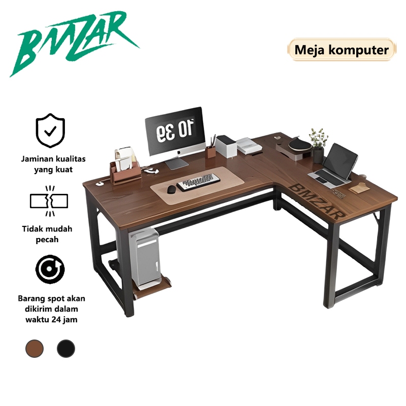 (Kayu padat yang menebal)Meja sudut L-shaped 140CM Meja Kantor Serbaguna Meja Komputer Minimalis Mej