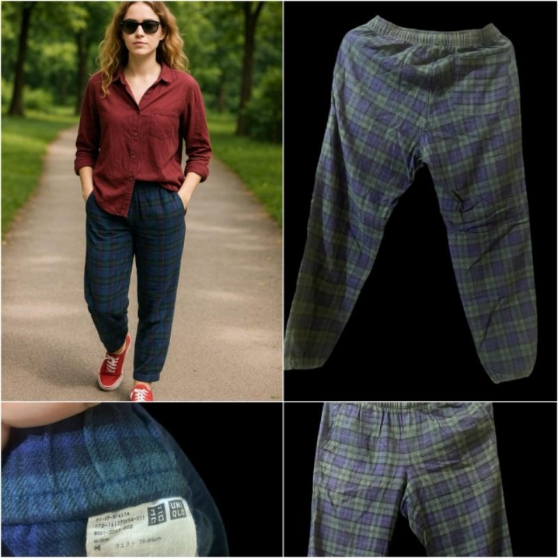 Celana panjang kotak-kotak wanita