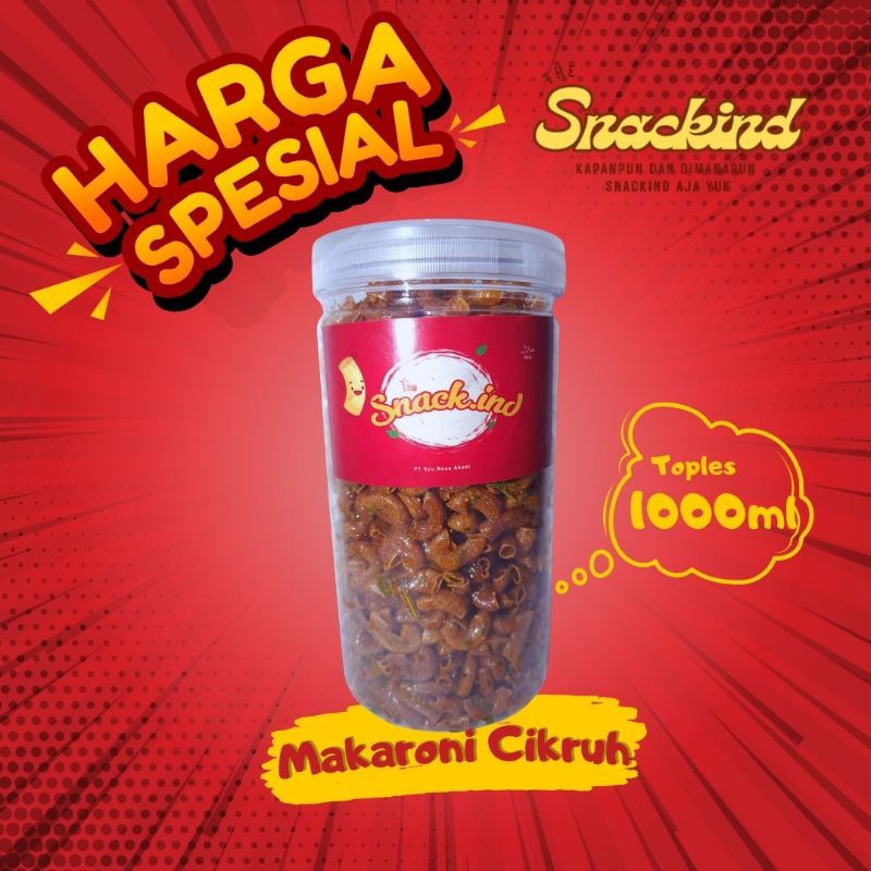 

Makaroni Cikruh Viral Pedas Gurih - Snack Kriuk Pedas Kekinian Premium Toples - 1000ml Toples (TIDAK BERMINYAK)
