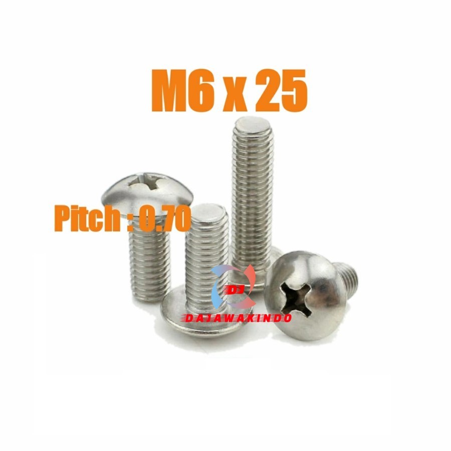 Baut JT Stainless M6 x 25 / Baut Payung SS M6 x 25 / JT SS M6 x 25