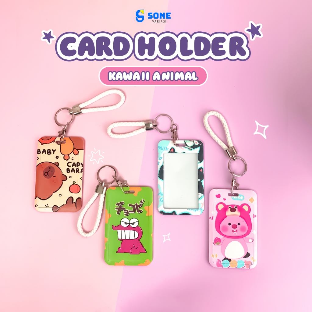 

ID Card Holder Kawaii Animal – Motif Capybara & Karakter Lucu + Gantungan Mini Strap
