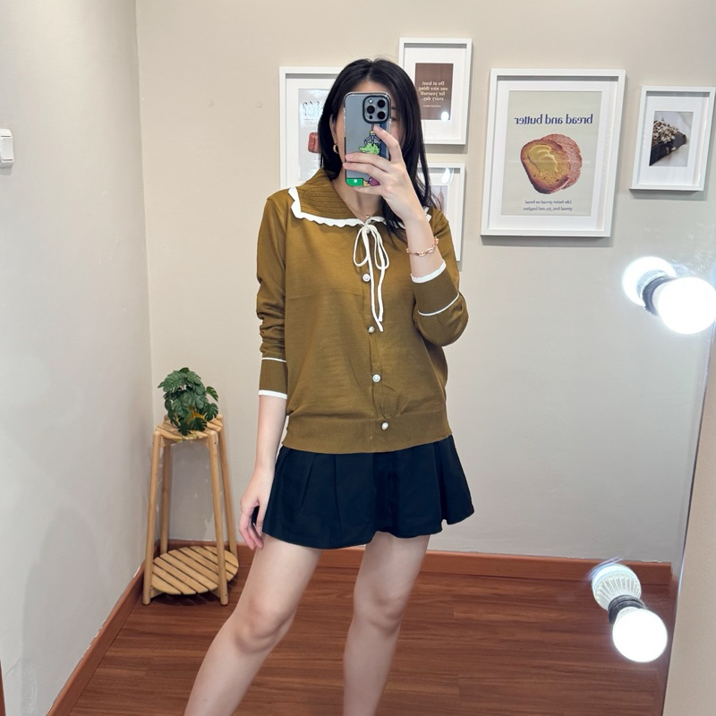 Atasan baju rajut wanita blouse casual wanita premium - Gaeun Collar Knit Top NWclothing