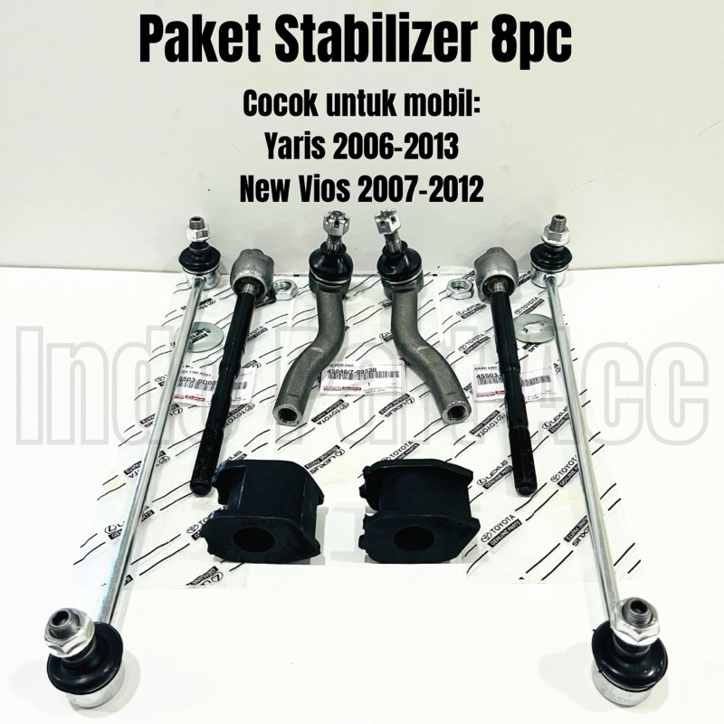 Paket Stabilizer Kaki kaki Yaris Original | Link stabilizer | Tierod | Rack End | Karet Stabil Yaris