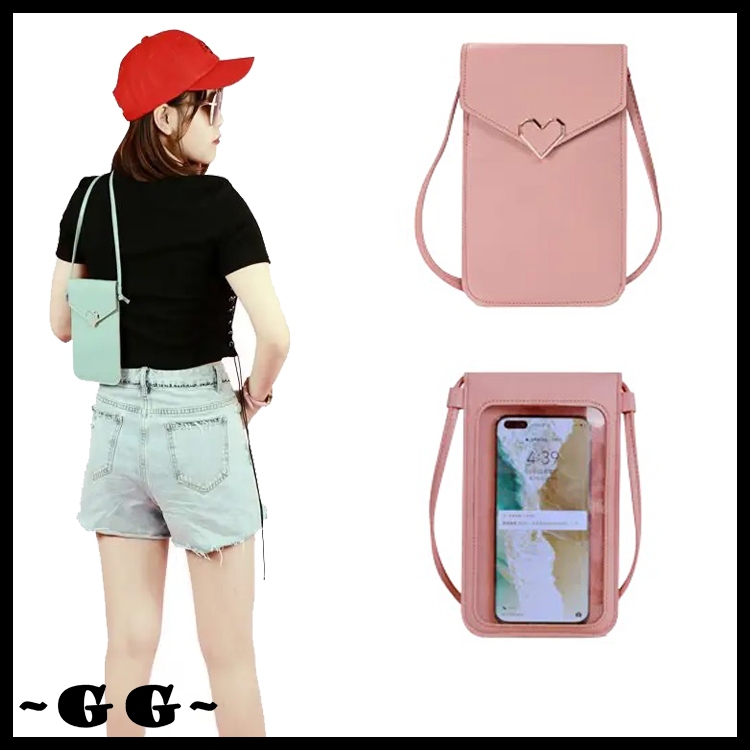 Tas Dompet HP Wanita Selempang Touchscreen Transparan