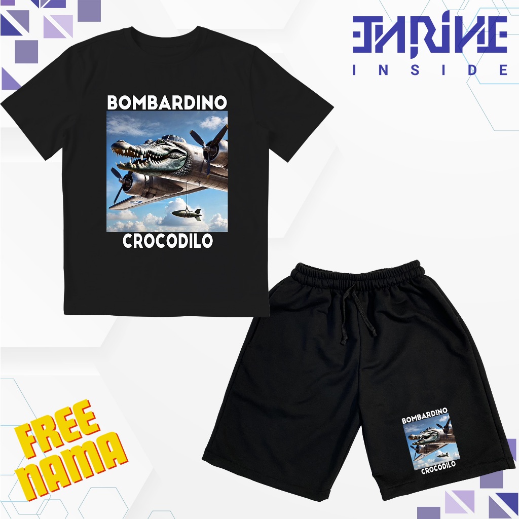 BISA COD FREE NAMA Kaos Celana Pendek Anak Anomali BOMBARDINO CROCODILO / Baju Anak BOMBARDINO CROCO