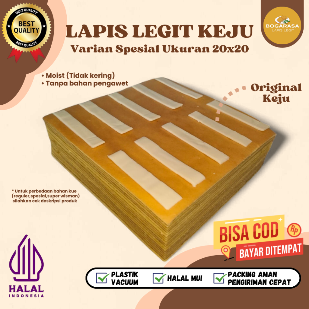 

Lapis Legit Original Lapis Legit Wisman Premium Bolu Legit Varian Spesial Rasa Keju ukuran 20x20