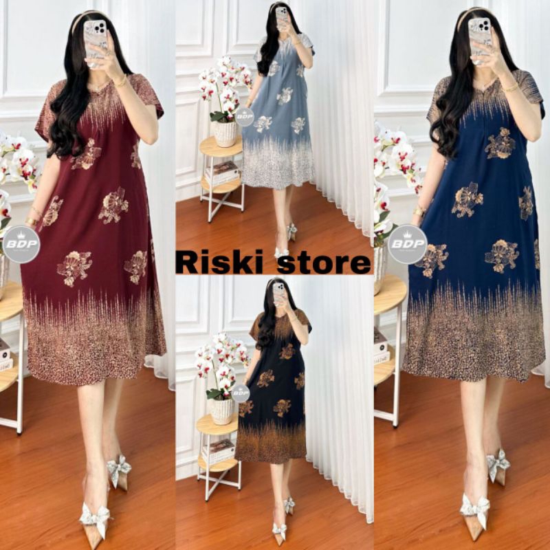 Daster Viral Model Terbaru 2025/Bahan Shantung Rayon Tebal/Busui Resleting Depan
