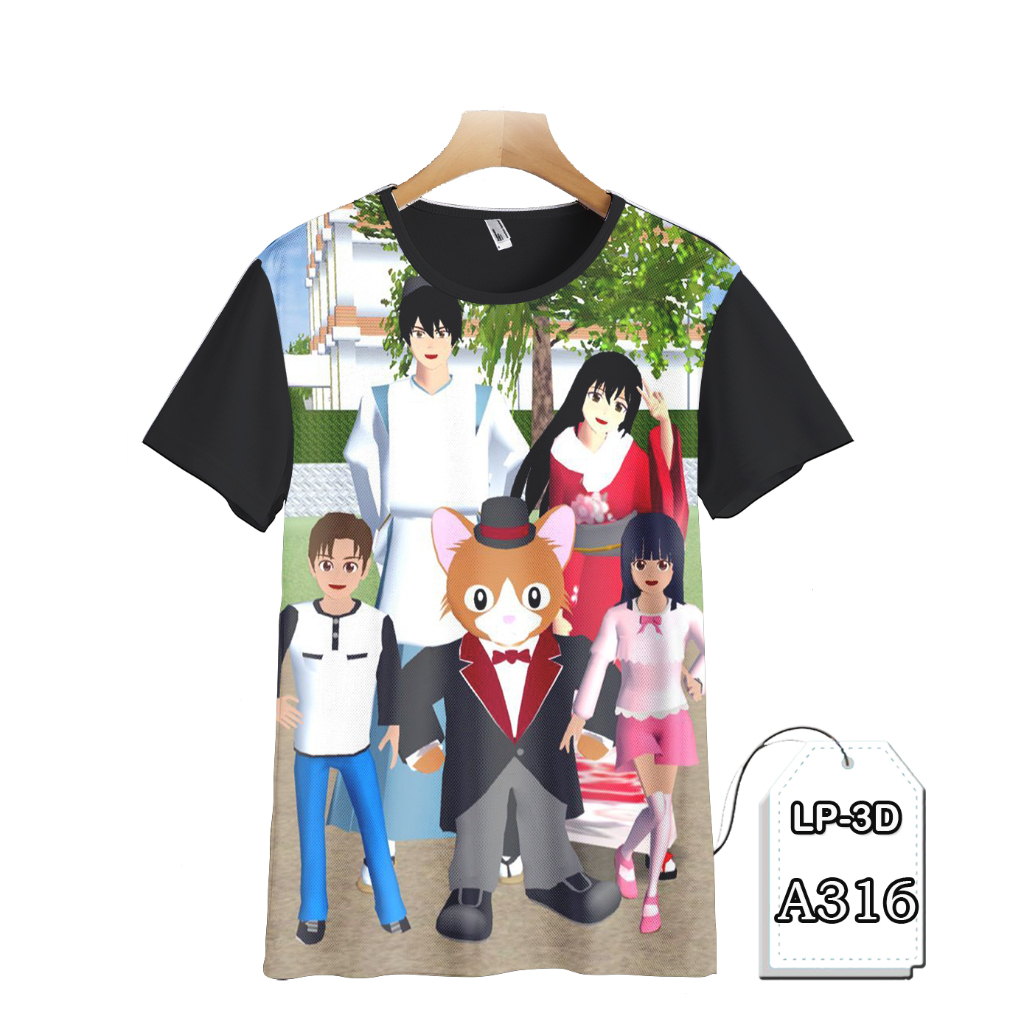 Kaos SAKURA School Simulator Baju Dewasa Printing 3D Fashion Kaos Anak Keren dan Trendy