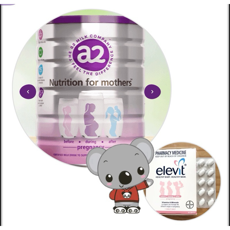 A2 milk for mother bundle Elevit pregnancy (1strip) Nutrition for Mothers