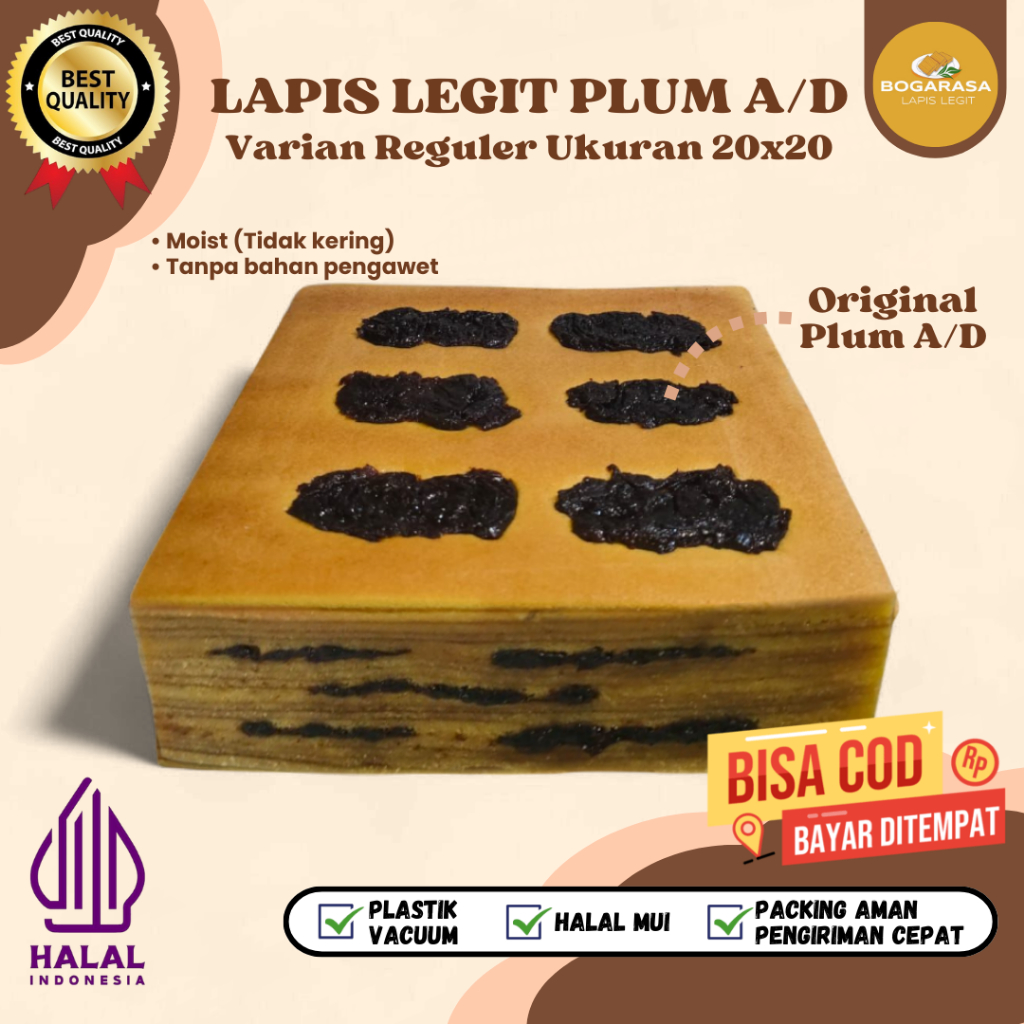 

Lapis Legit Plam A/D Lapis Legit Wisman Premium Bolu Legit Varian Reguler 6 Plam ukuran 20x20