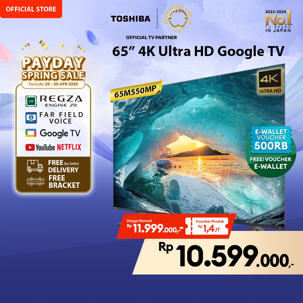 [FREE ONGKIR JABODETABEK] [FREE BRACKET] Toshiba TV 65" 4K UHD Google TV - Quantum Dot QLED FALD Dol