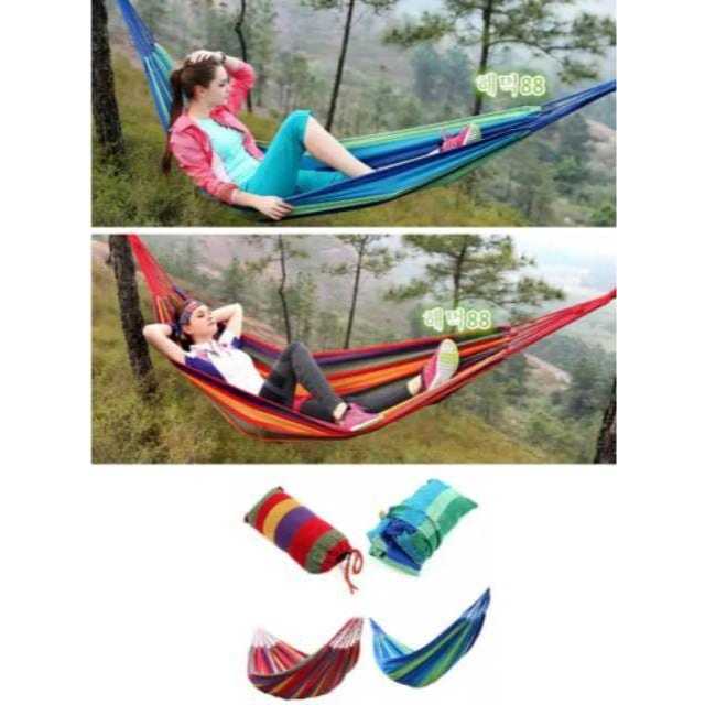 Hammock Ayunan Pohon Kain Motif Pelangi Untuk Camping Hiking Outdoor