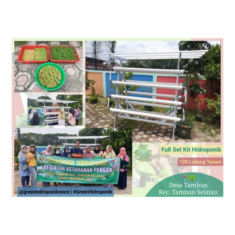 Paket Instalasi Rangka Full Set Kit Hidroponik 120 Lubang Tanam Model A Plus Atap Rangka Baja Ringan