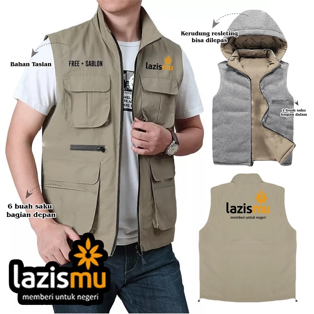 JAKET ROMPI LAZISMU MUHAMMADIYAH BAHAN PARASUT TERBARU / ROMPI PARASUT KANTONG / ROMPI KOMUNITAS