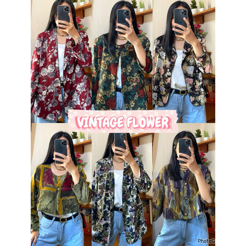 BLAZER VINTAGE / BLAZER MOTIF BUNGA / OUTER BUNGA / BLAZER OUTER MOTIF BUNGA / BLAZER CASUAL MOTIF B